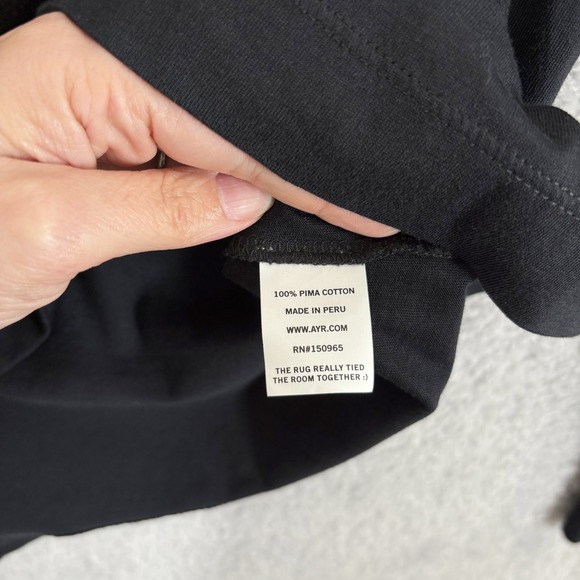 AYR The Slushy 100% Pima Cotton Long Sleeve Relaxed Crop Tee Shirt Size M Black - Picture 6 of 8